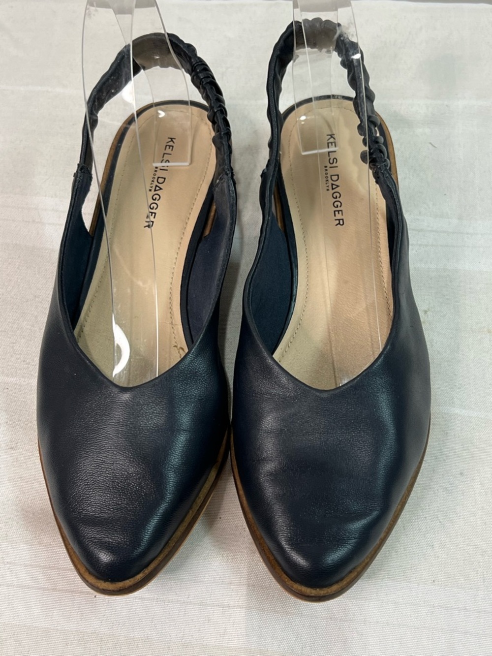 Kelsi Dagger navy blue leather sling back flats style Alton size 8 1/2